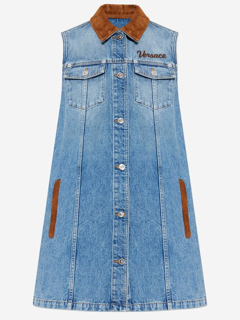 cotton denim dress with logo by Selfnex