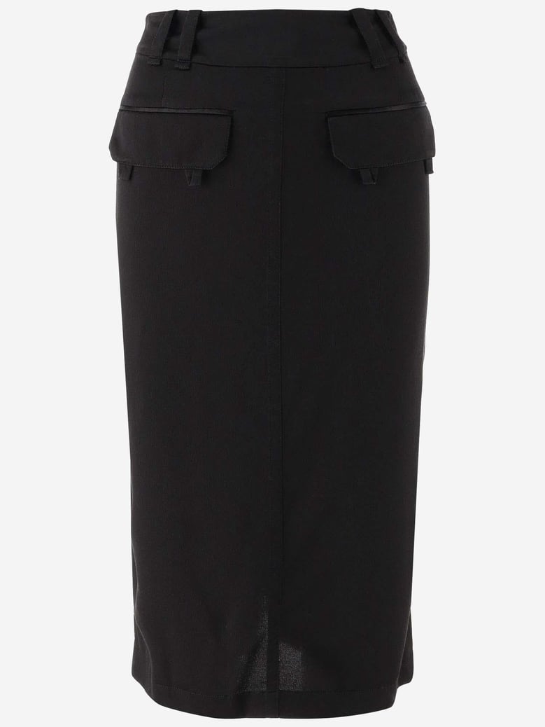 black silk button-front skirt by Selfnex