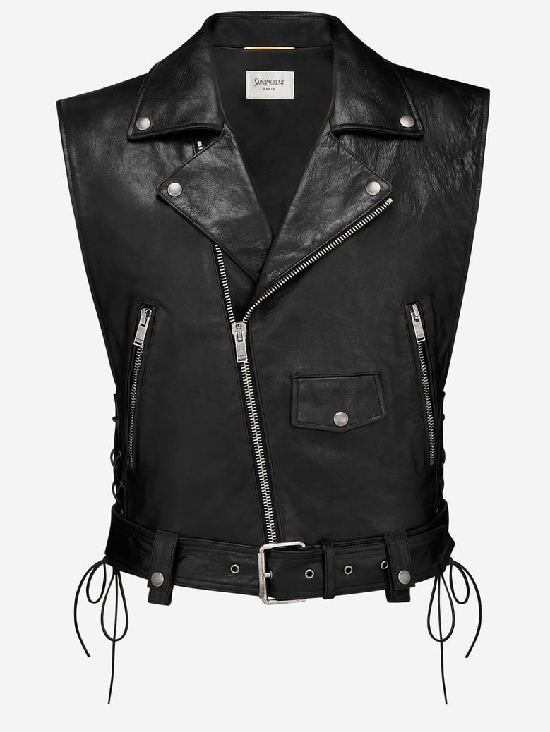 leather motorcycle vest black by Selfnex