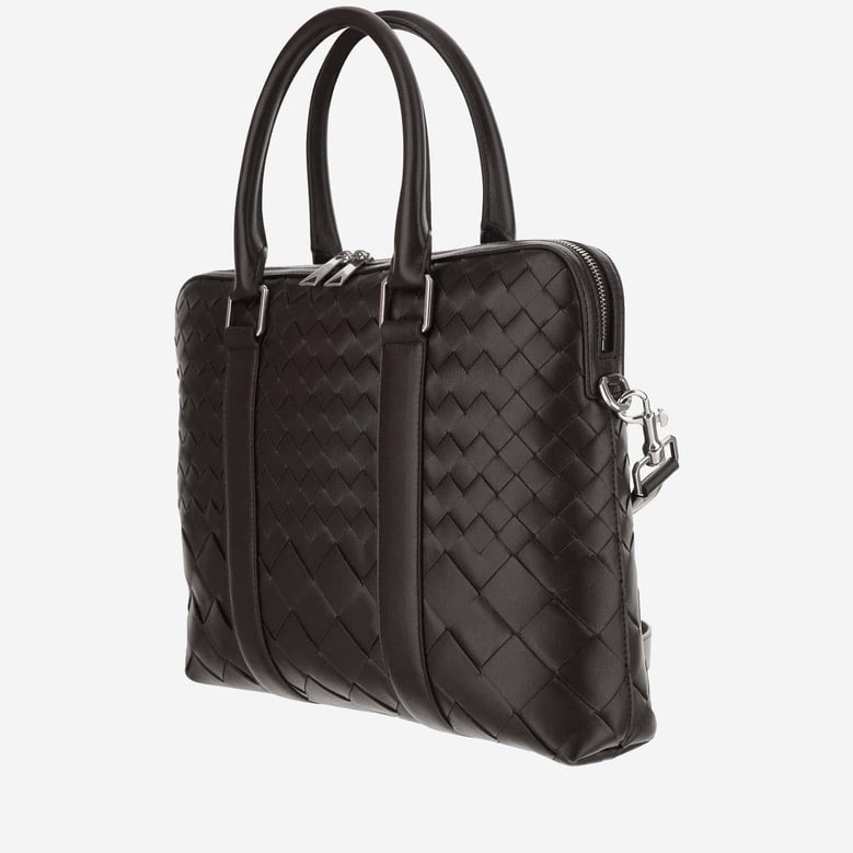 slim woven calfskin business bag by Selfnex
