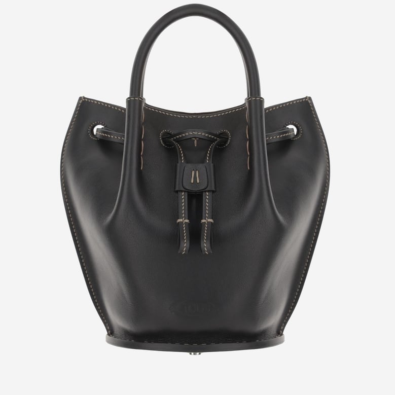 leather bucket bag black by Selfnex