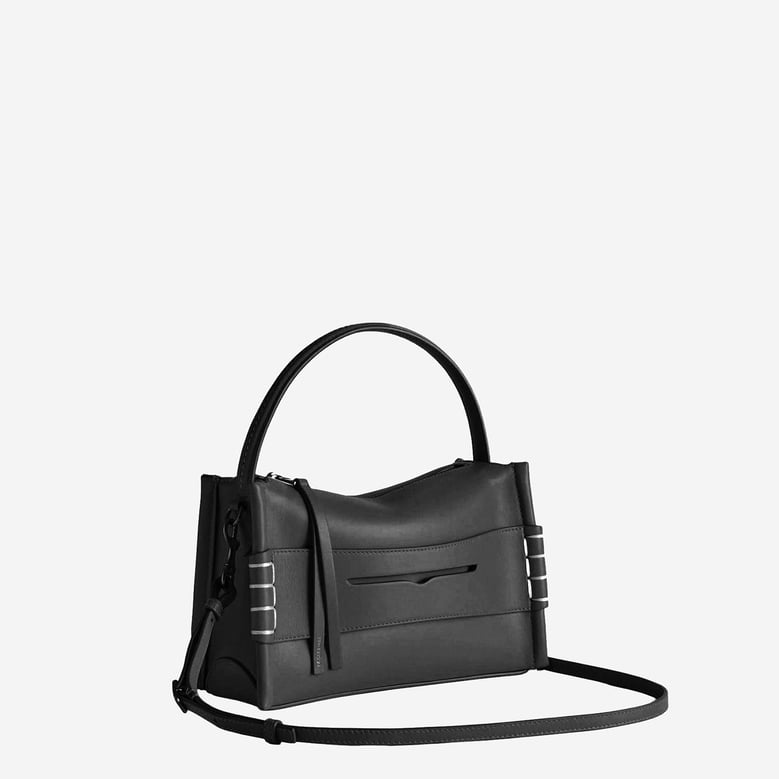 small leather loafer bag with logo by Selfnex