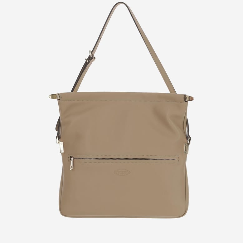small beige flap shoulder bag by Selfnex