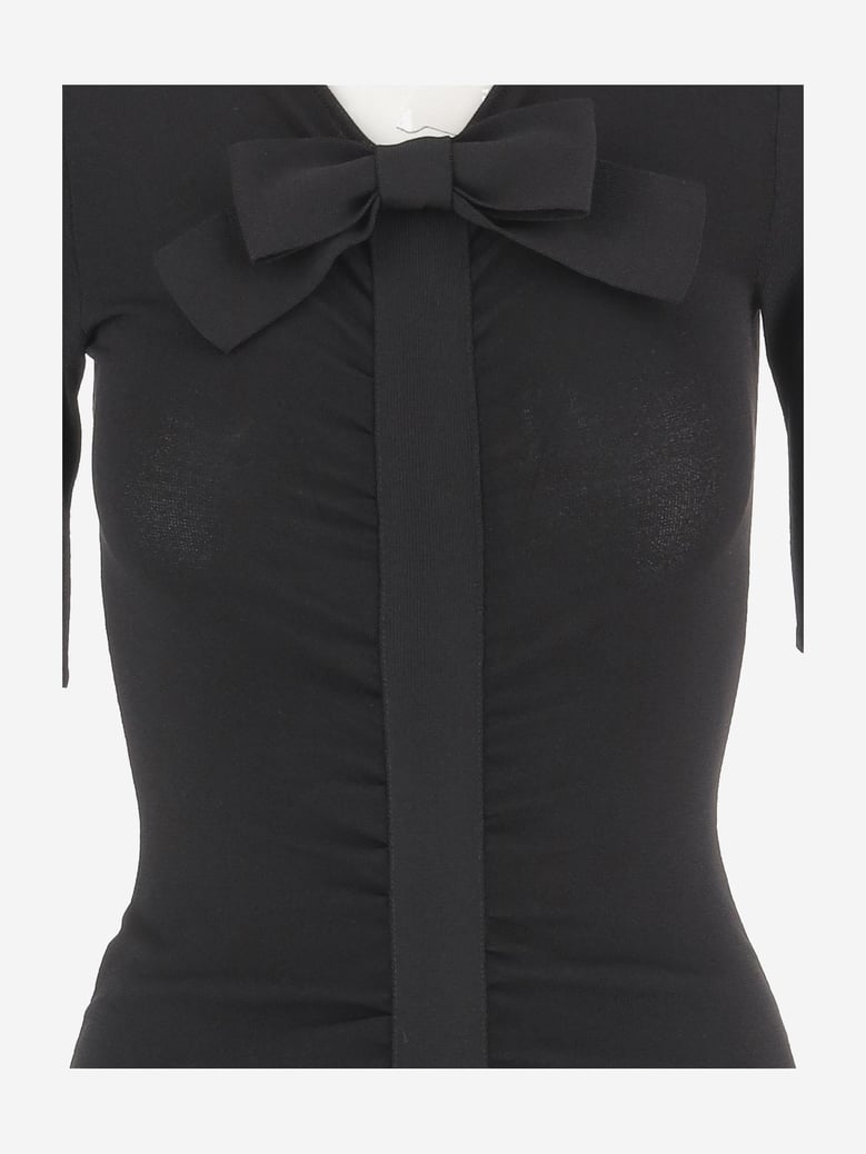 dress with bow, viscose — black by Selfnex
