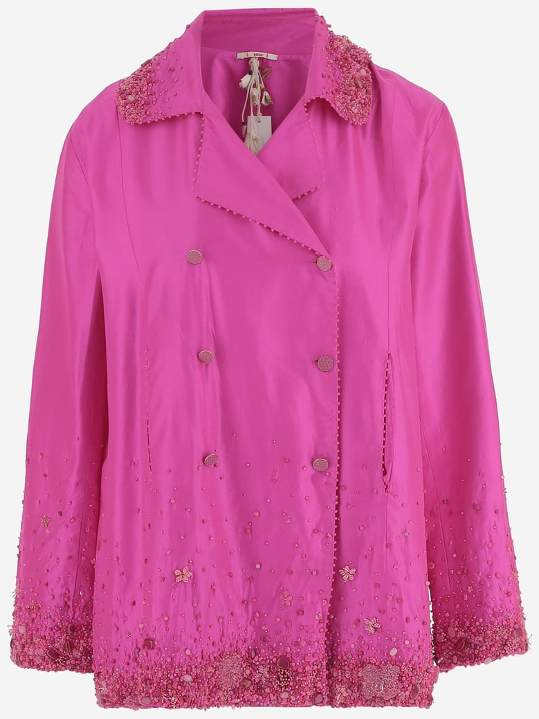 silk jacket double-breasted magenta by Selfnex