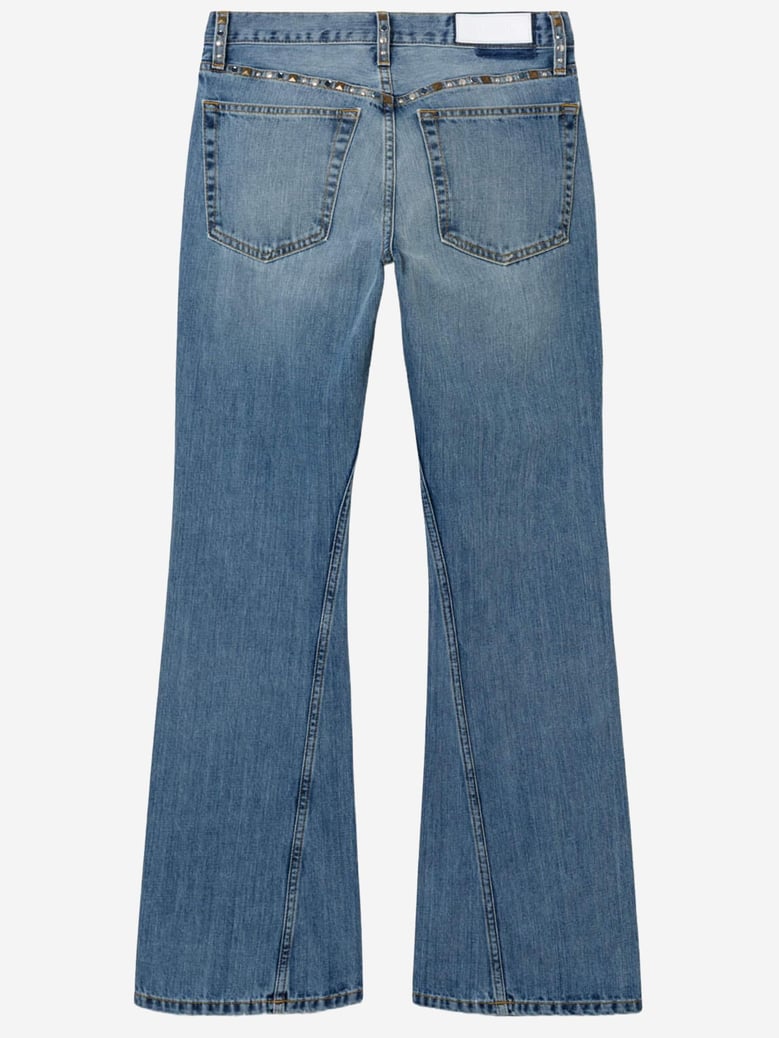 twisted mid rise bootcut jeans by Selfnex