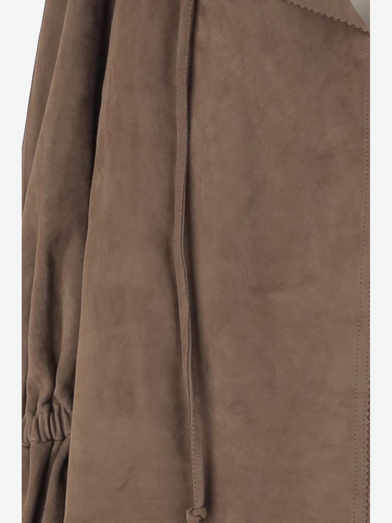suede blouse with ruffled neckline by Selfnex
