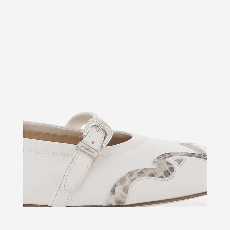ballerina flats white nappa & python by Selfnex