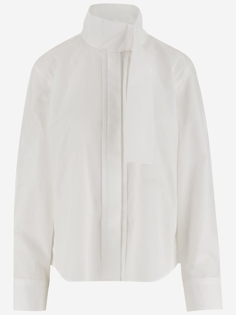 high collar cotton ascot shirt by Selfnex