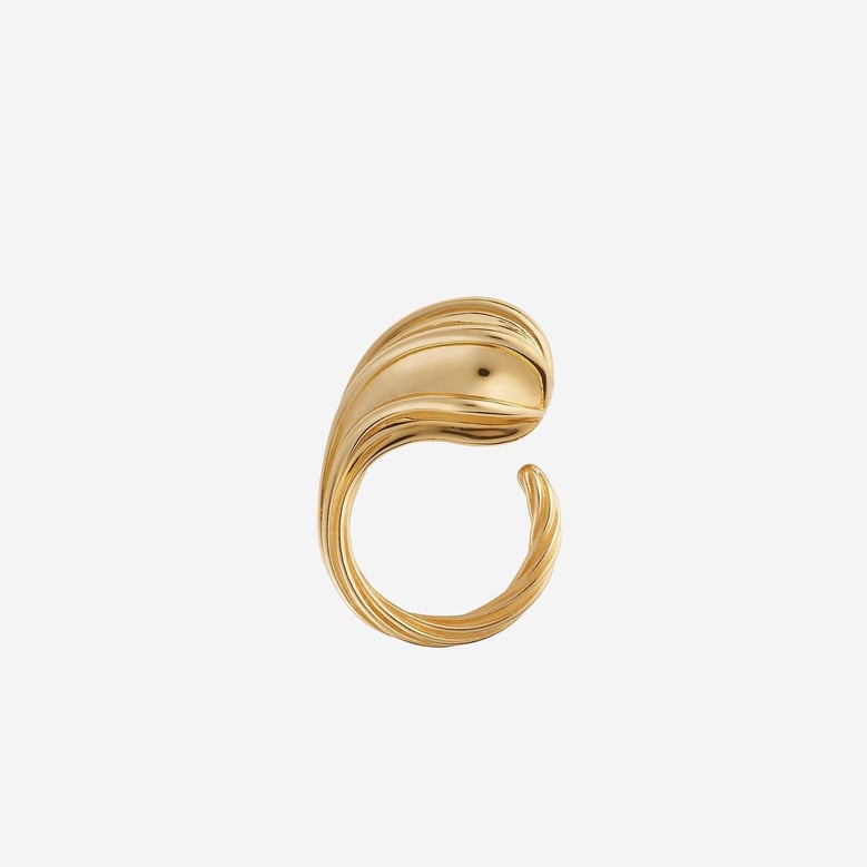drop ring in 18k gold finish by Selfnex