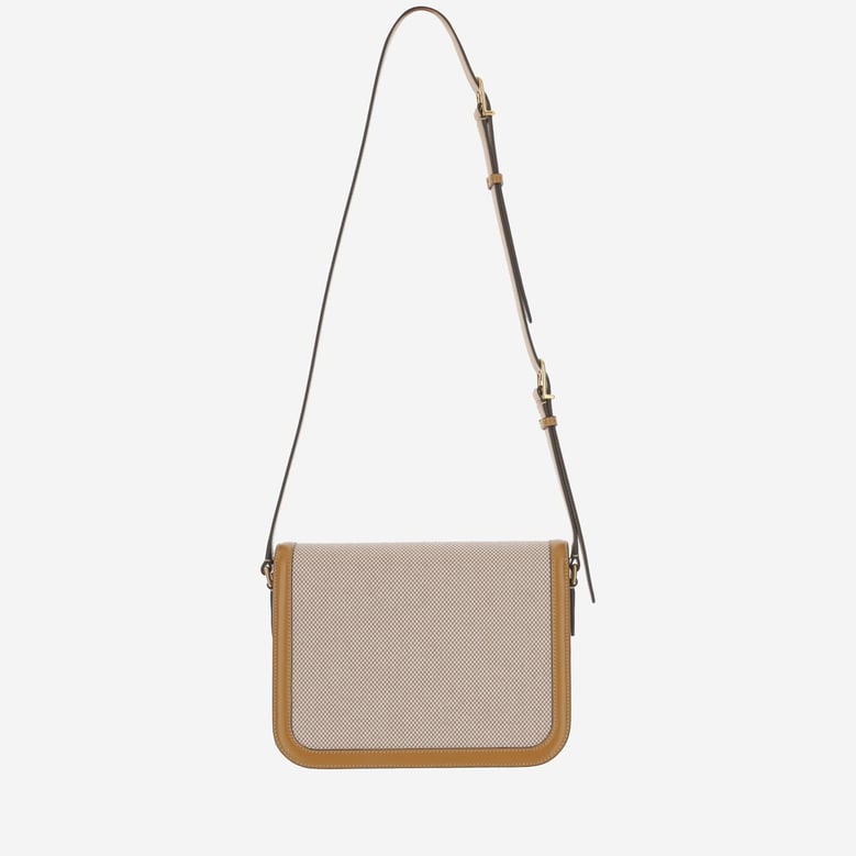 canvas shoulder bag with leather trim by Selfnex