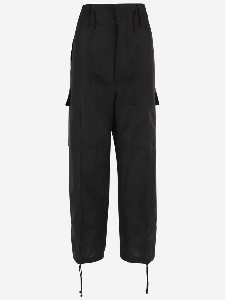 trousers over linen-blend black by Selfnex