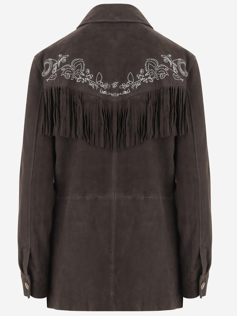 suede jacket with fringes by Selfnex