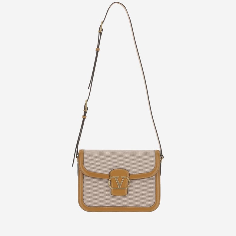 canvas shoulder bag with leather trim by Selfnex