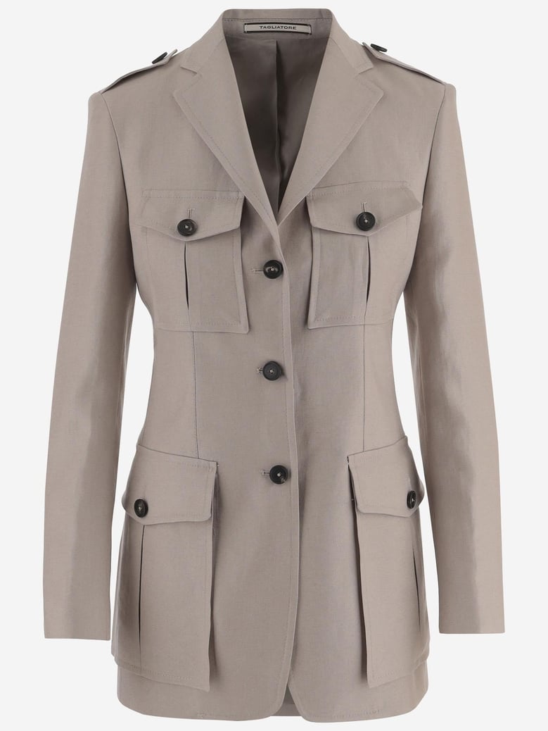 linen jacket beige by Selfnex