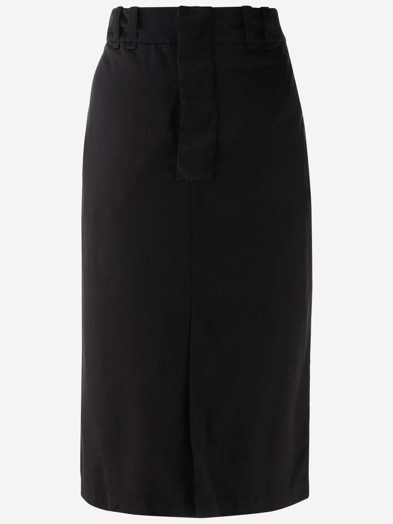 black silk button-front skirt by Selfnex