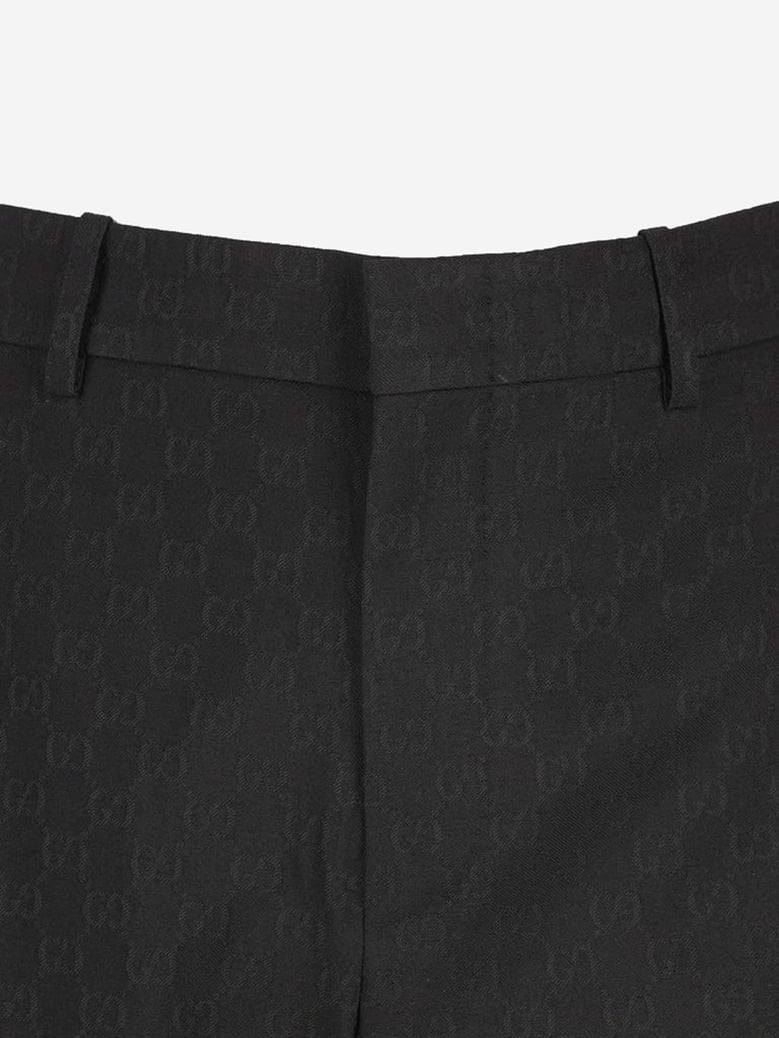 gg patterned wool blend trousers by Selfnex