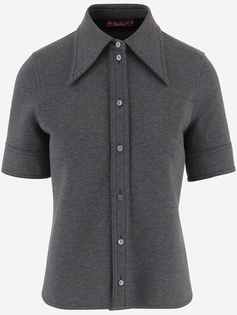 wool-blend shirt with wide collar by Selfnex