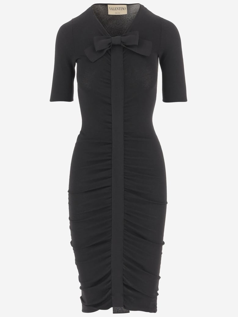 dress with bow, viscose — black by Selfnex