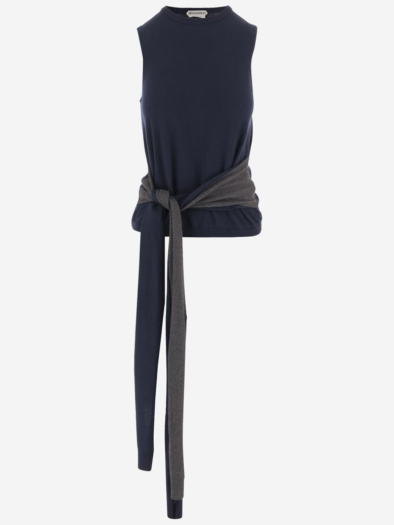 sleeveless cotton and cashmere top by Selfnex