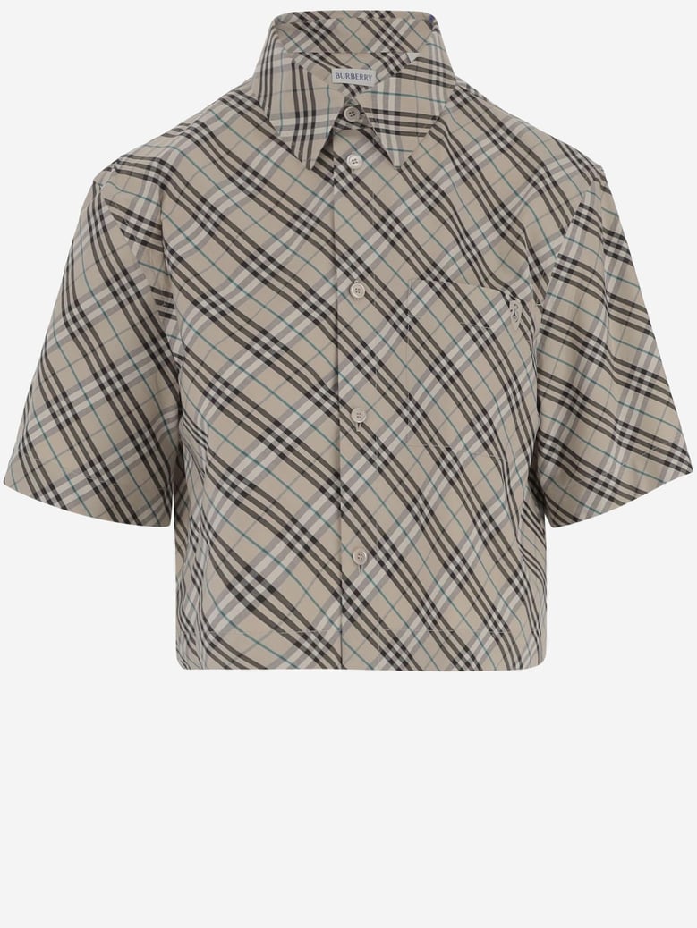 cropped cotton checked shirt by Selfnex