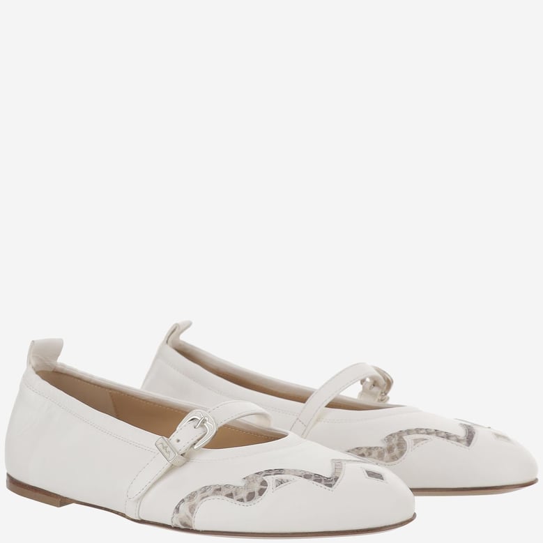ballerina flats white nappa & python by Selfnex