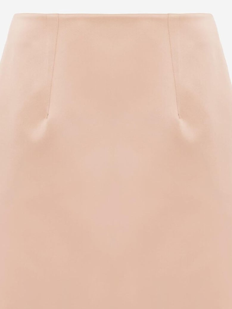 short duchesse satin piped skirt by Selfnex