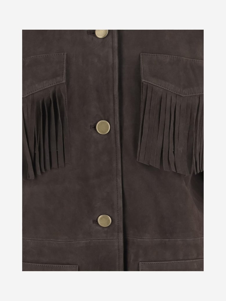 suede jacket with fringes by Selfnex