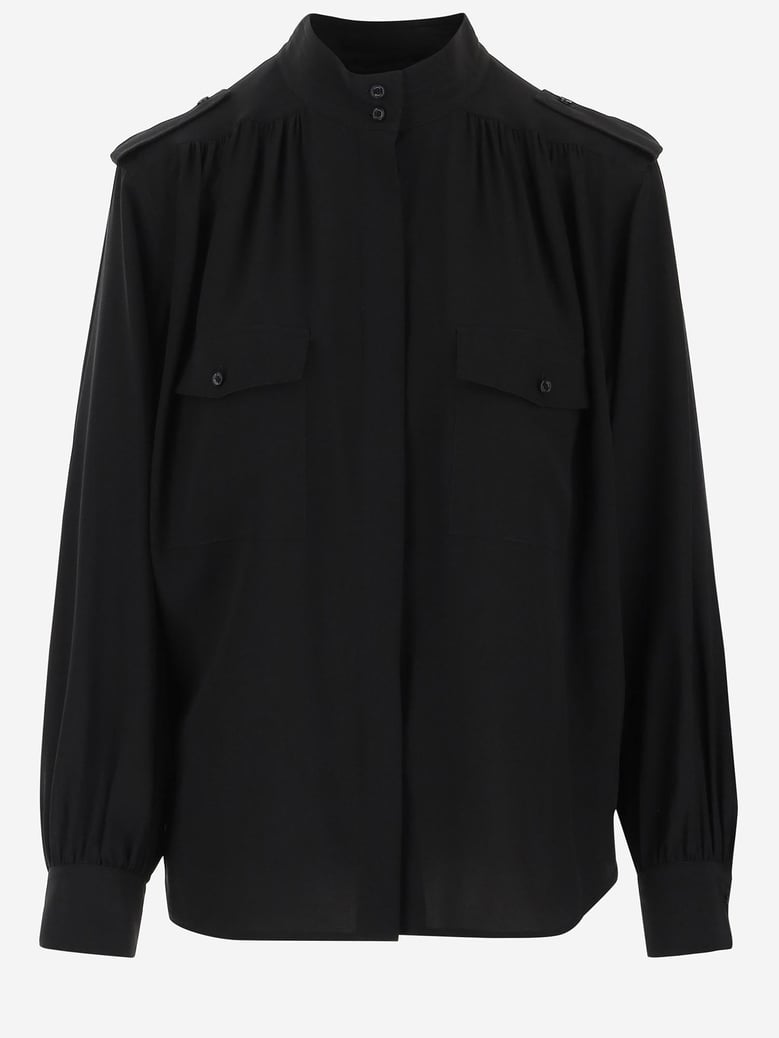pleated silk crepe shirt by Selfnex