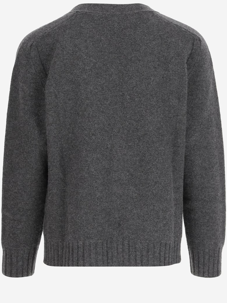 grey wool v-neck cardigan by Selfnex