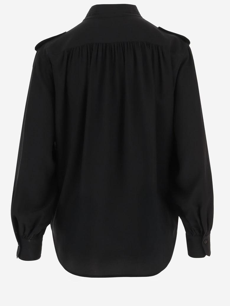 pleated silk crepe shirt by Selfnex