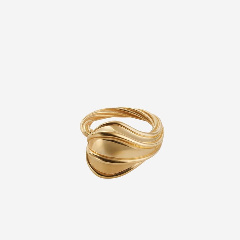 drop ring in 18k gold finish by Selfnex