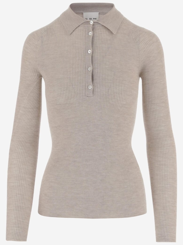 polo shirt cashmere/silk beige by Selfnex