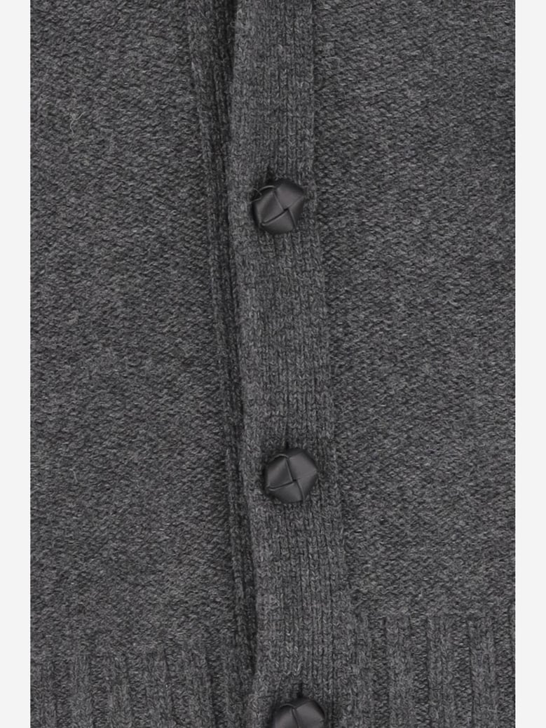 grey wool v-neck cardigan by Selfnex