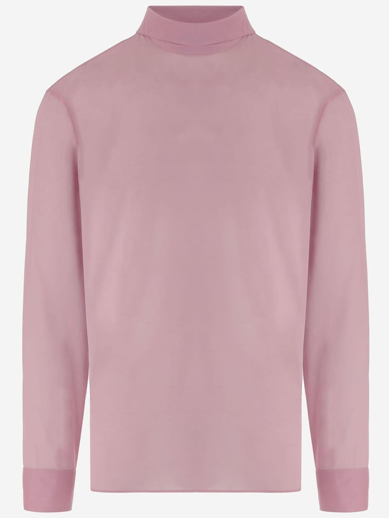 stretch silk chiffon shirt in pink by Selfnex