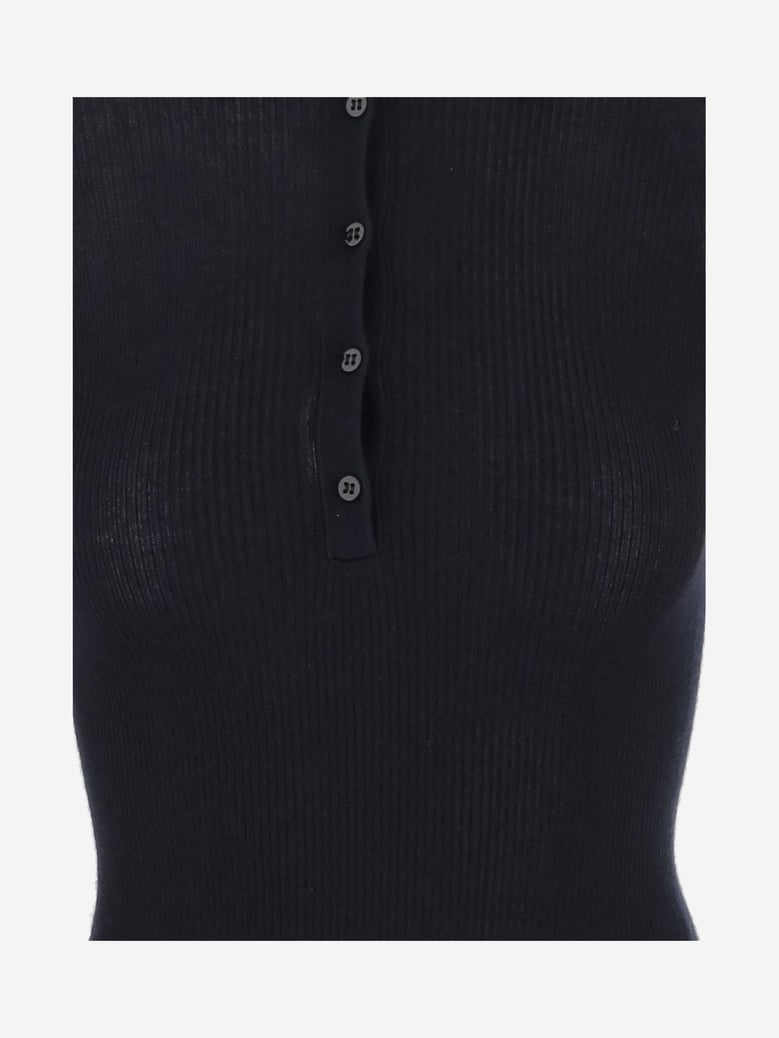 knitted polo shirt dark navy by Selfnex