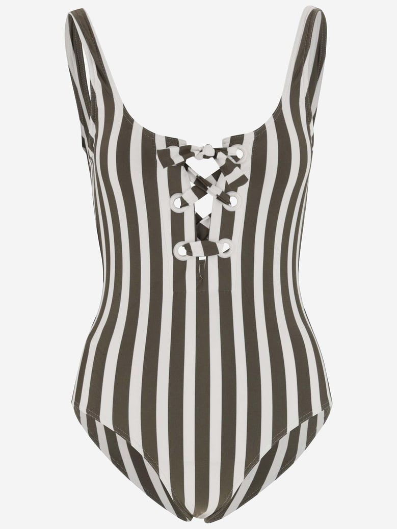 one-piece swimsuit striped stretch nylon by Selfnex
