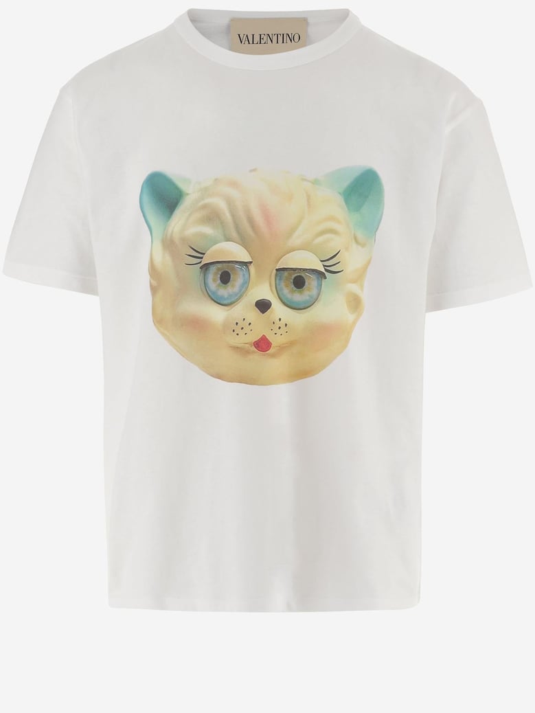 cotton t-shirt with le chat de la maison print by Selfnex