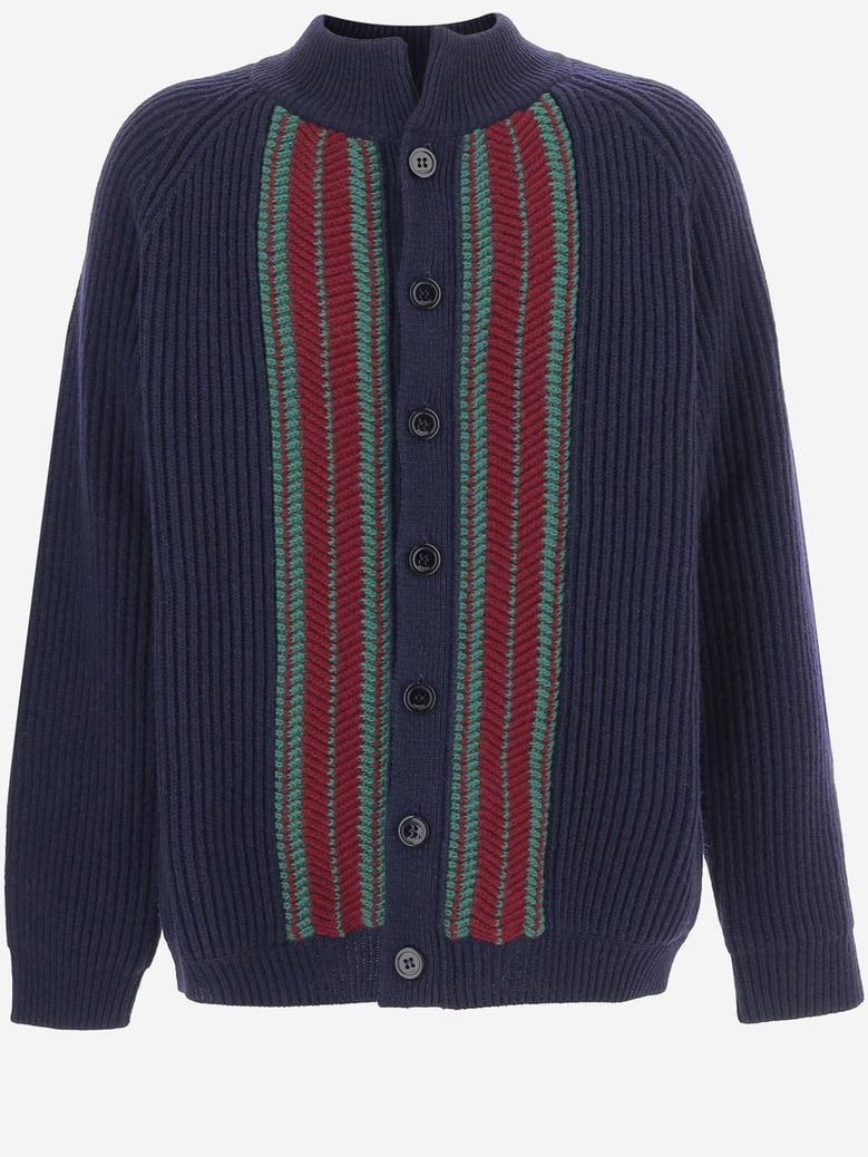 wool cardigan with contrasting stripes by Selfnex