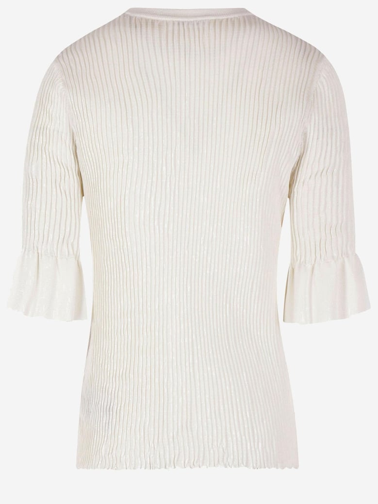 viscose blend t-shirt with ruffled sleeves by Selfnex