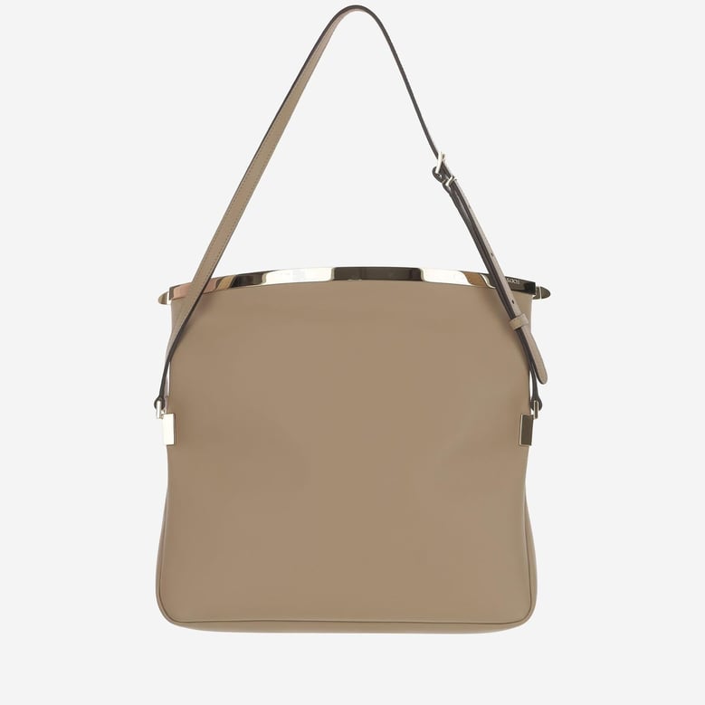 small beige flap shoulder bag by Selfnex
