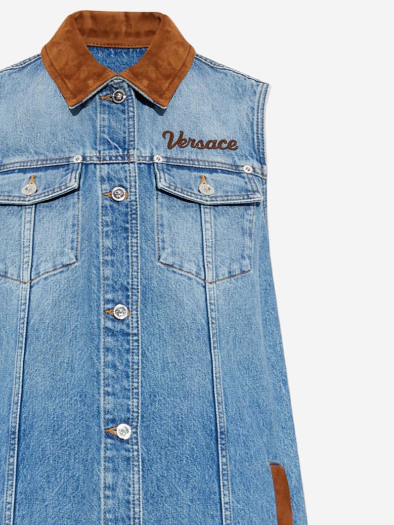 cotton denim dress with logo by Selfnex