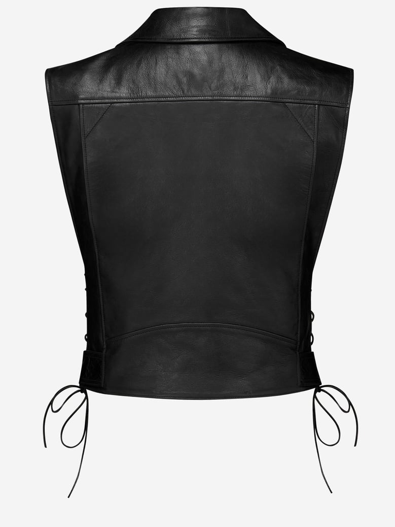leather motorcycle vest black by Selfnex