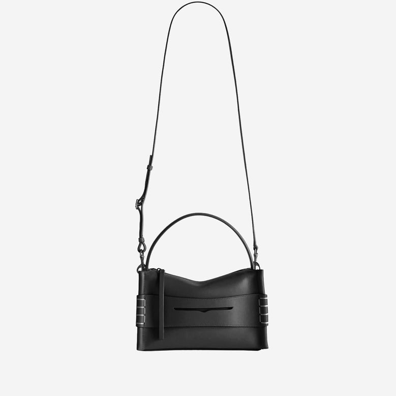 small leather loafer bag with logo by Selfnex
