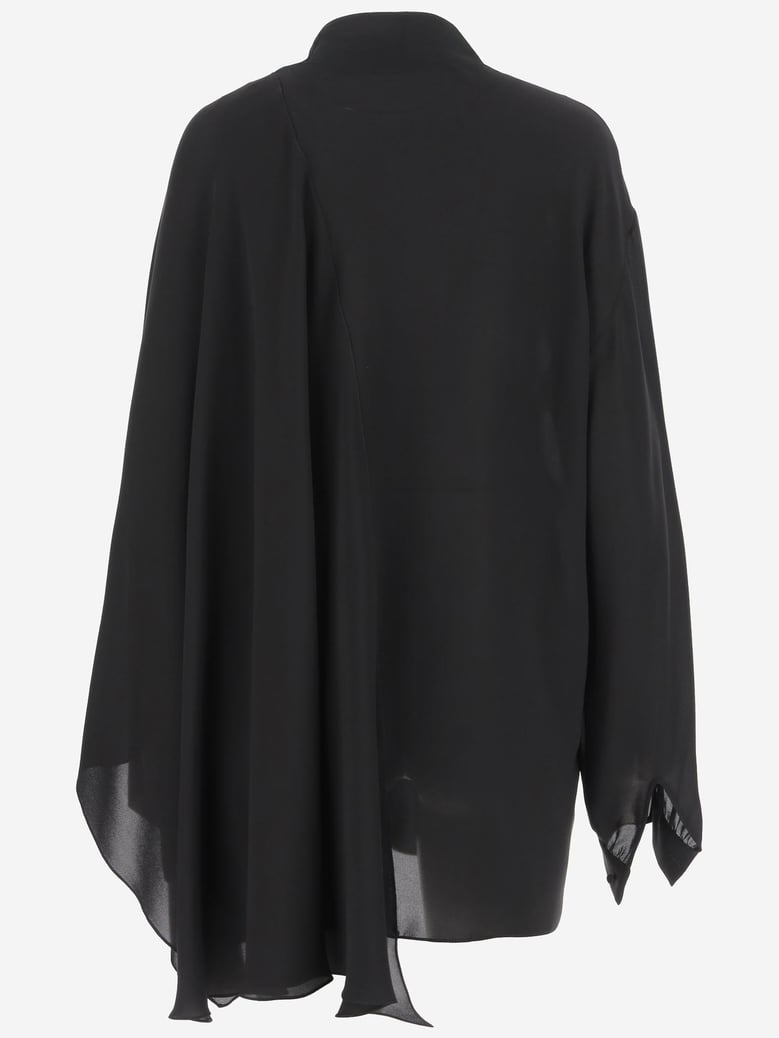 silk georgette blouse with lavalliere collar by Selfnex