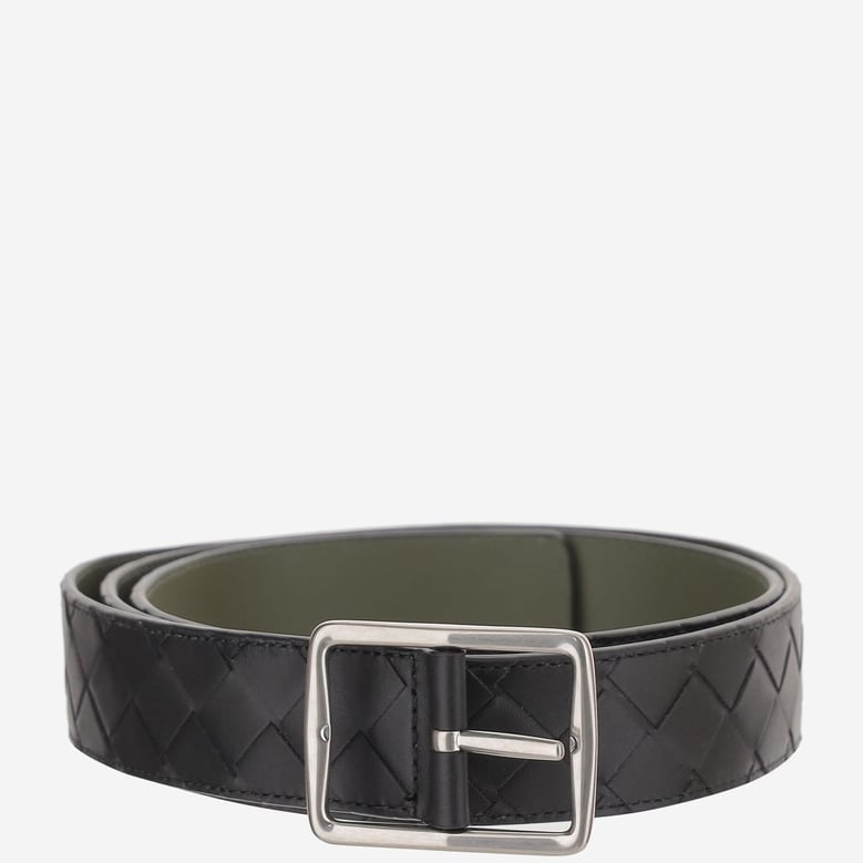 leather belt reversible black/green by Selfnex