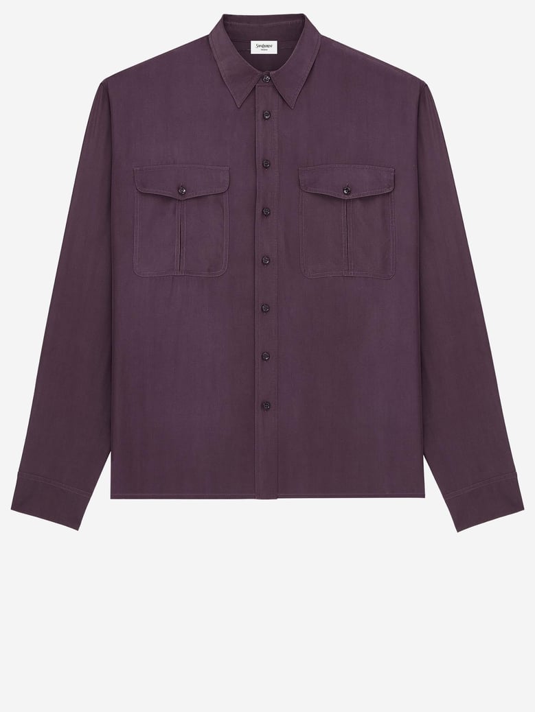 shirt in viscose and silk, dark purple by Selfnex