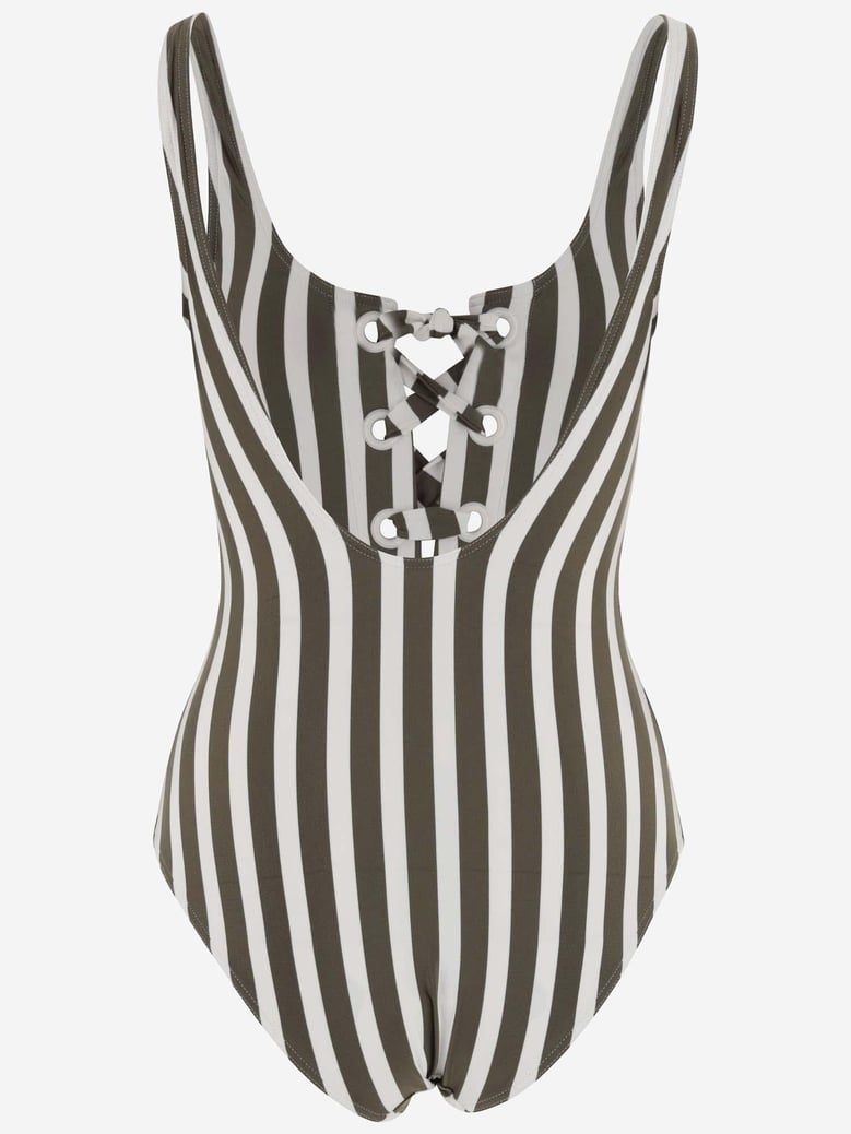 one-piece swimsuit striped stretch nylon by Selfnex