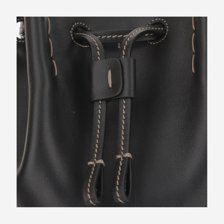 leather bucket bag black by Selfnex