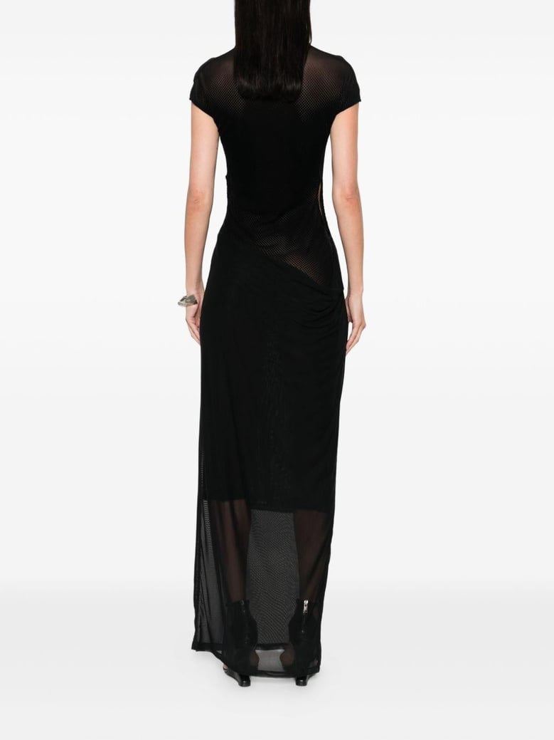 dress with draped neck and short sleeves by Selfnex